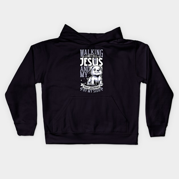 Jesus and dog - Dogo Argentino Kids Hoodie by Modern Medieval Design